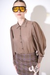 CAMICIA BASIC CON PIEGHE SPALLE GARZA MISTO LANA BEIGE