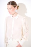 CAMICIA BASIC CON PIEGHE SPALLE GARZA MISTO LANA BEIGE