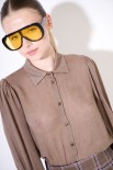 CAMICIA BASIC CON PIEGHE SPALLE GARZA MISTO LANA BEIGE