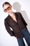CAMICIA BASIC CON PIEGHE SPALLE GARZA MISTO LANA MORO