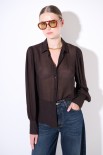CAMICIA BASIC CON PIEGHE SPALLE GARZA MISTO LANA MORO