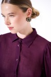 CAMICIA BASIC CON PIEGHE SPALLE GARZA MISTO LANA VINO