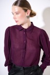 CAMICIA BASIC CON PIEGHE SPALLE GARZA MISTO LANA VINO