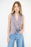 BLUSA COLLETTO SMANICATA GRIGIO