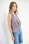 BLUSA COLLETTO SMANICATA GRIGIO