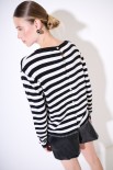 MAGLIA CON BOTTONI DT RIGA CON BORDI LUREX NERO/PANNA