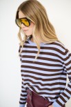 MAGLIA CON BOTTONI DT RIGA CON BORDI LUREX MORO/CELESTE