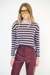 MAGLIA CON BOTTONI DT RIGA CON BORDI LUREX MORO/CELESTE