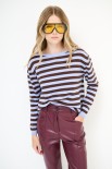 MAGLIA CON BOTTONI DT RIGA CON BORDI LUREX MORO/CELESTE
