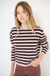 MAGLIA CON BOTTONI DT RIGA CON BORDI LUREX MORO/ROSA