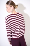 MAGLIA CON BOTTONI DT RIGA CON BORDI LUREX VINO/PANNA