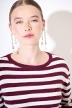 MAGLIA CON BOTTONI DT RIGA CON BORDI LUREX VINO/PANNA