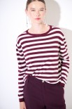 MAGLIA CON BOTTONI DT RIGA CON BORDI LUREX VINO/PANNA