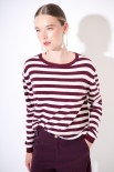 MAGLIA CON BOTTONI DT RIGA CON BORDI LUREX VINO/PANNA