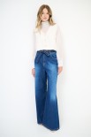 JEANS LARGO CON FIOCCO IN VITA BLU