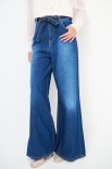 JEANS LARGO CON FIOCCO IN VITA BLU
