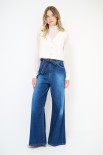 JEANS LARGO CON FIOCCO IN VITA BLU