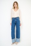 JEANS DRITTO CON RISVOLTO BLU