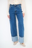 JEANS DRITTO CON RISVOLTO BLU
