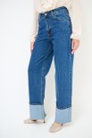 JEANS DRITTO CON RISVOLTO BLU
