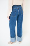 JEANS DRITTO CON RISVOLTO BLU