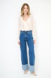 JEANS DRITTO CON RISVOLTO BLU
