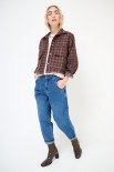 CAMICIA CROP TASCONI VELLUTO/QUADRO MORO
