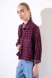 CAMICIA CROP TASCONI VELLUTO/QUADRO PRUGNA