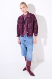 CAMICIA CROP TASCONI VELLUTO/QUADRO PRUGNA