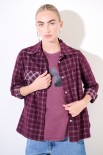 CAMICIA BASIC VELLUTO/QUADRO PRUGNA