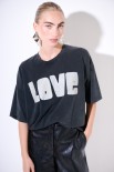 T-SHIRT OVER MANICA CORTA STAMPA LOVE GRIGIO