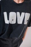 T-SHIRT OVER MANICA CORTA STAMPA LOVE GRIGIO