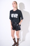 T-SHIRT OVER MANICA CORTA STAMPA LOVE GRIGIO