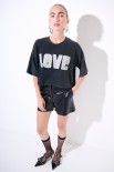 T-SHIRT OVER MANICA CORTA STAMPA LOVE GRIGIO