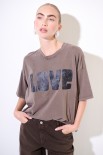 T-SHIRT OVER MANICA CORTA STAMPA LOVE MORO