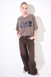 T-SHIRT OVER MANICA CORTA STAMPA LOVE MORO