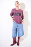 T-SHIRT OVER MANICA CORTA STAMPA LOVE PRUGNA