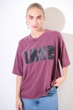 T-SHIRT OVER MANICA CORTA STAMPA LOVE PRUGNA