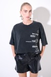 T-SHIRT OVER MANICA CORTA SCRITTE LATERALI GRIGIO