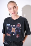 T-SHIRT MANICA CORTA OVER STAMPA 92 NERO