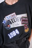 T-SHIRT MANICA CORTA OVER STAMPA BELIEVE NERO