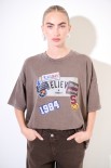 T-SHIRT MANICA CORTA OVER STAMPA BELIEVE MORO