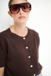 CARDIGAN MEZZA MANICA GIOIELLO MORO