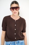 CARDIGAN MEZZA MANICA GIOIELLO MORO