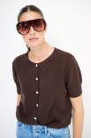 CARDIGAN MEZZA MANICA GIOIELLO MORO