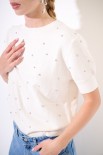 MAGLIA PARICOLLO MEZZA MANICA STRASS BURRO