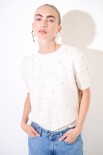 MAGLIA PARICOLLO MEZZA MANICA STRASS BURRO