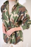 CAMICIA DETTAGLIO INCROCIO TELA UNITO VERDE MILITARE