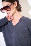 MAGLIA SCOLLO V MISTO CACHEMIRE GRIGIO ANTRACITE
