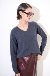 MAGLIA SCOLLO V MISTO CACHEMIRE GRIGIO ANTRACITE